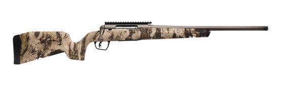 Savage Axis 2 compact bolt action rifle with 20" heavy sporter profile 5/8x24 threaded barrel.